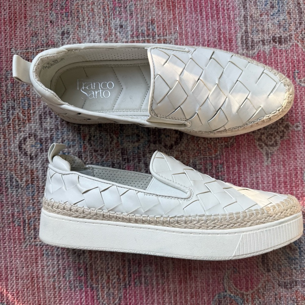 Franco Sarto Hydee White Espadrille Platform Sneaker Size 7.5